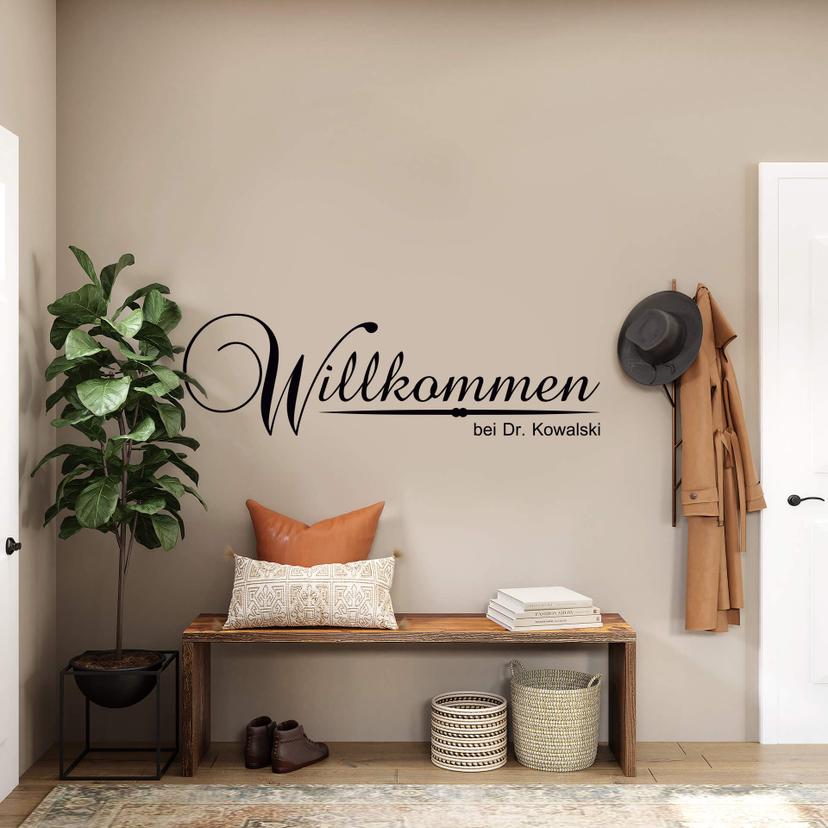 Wandtattoo + Name - Willkommen bei ...