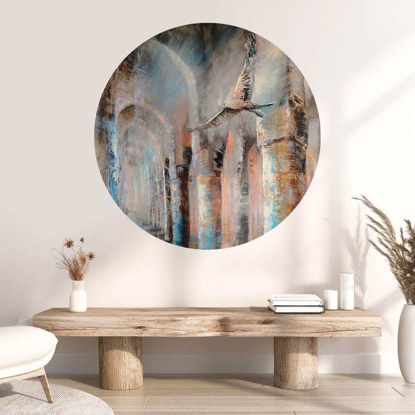 Wallsticker Flyvning gennem arkaderne - Schmucker - Rund