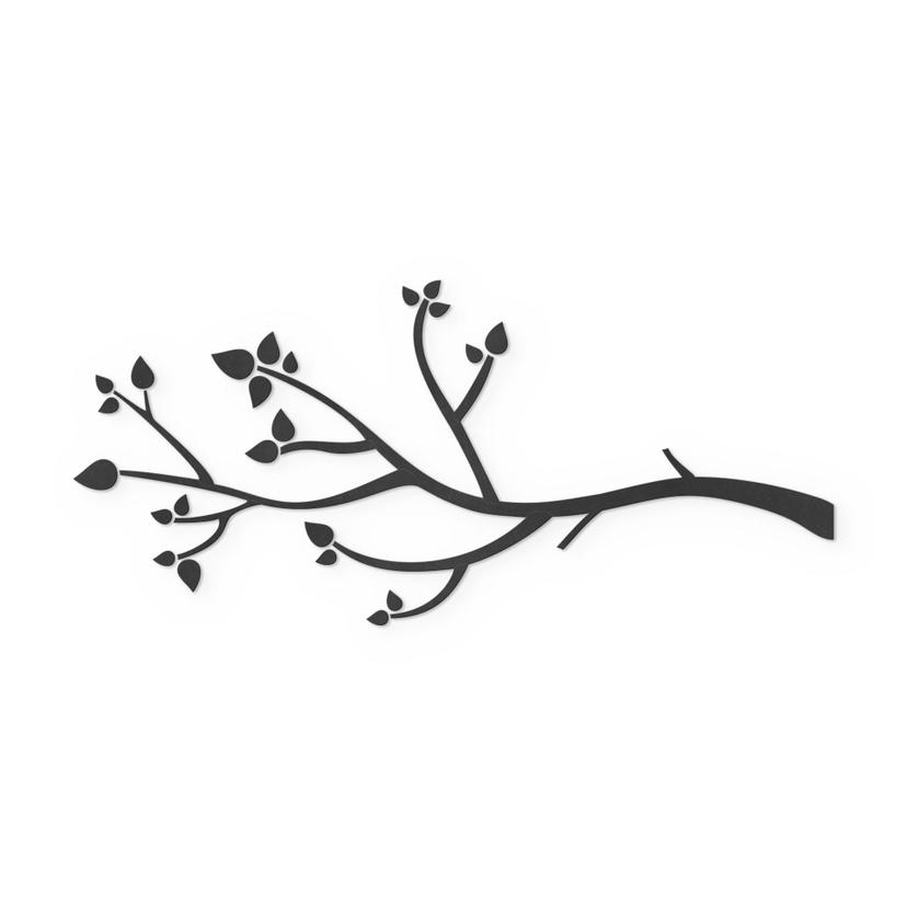 Decorazione da parete ramo con foglie | Decorazione naturale nera - MDF