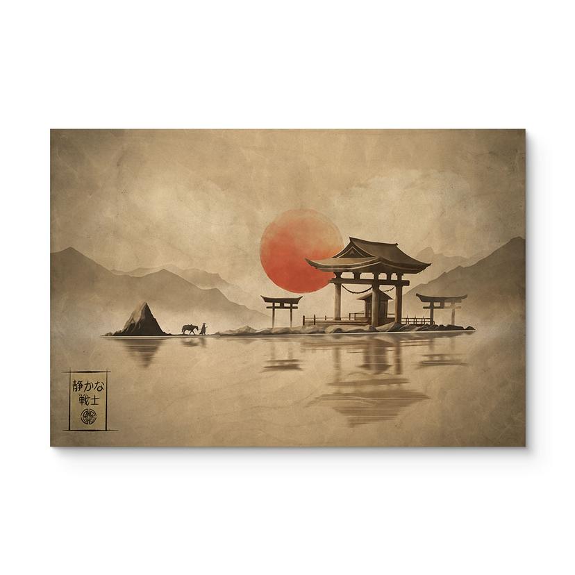 Billede af træ Japansk tempel ved solopgang - Roze