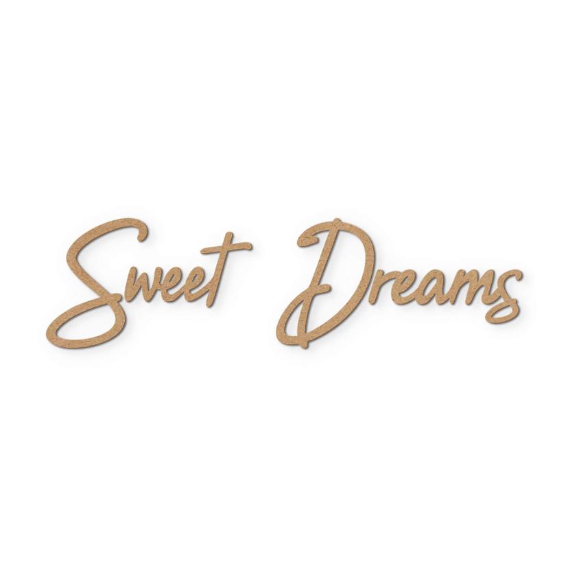 3D-dekorativa bokstäver "Sweet Dreams" - MDF-trädesign för modern väggdesign