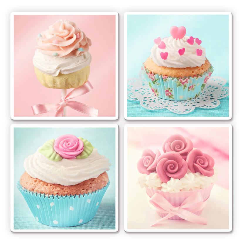 Tableau en verre - Set Cupcakes  (4 parties)