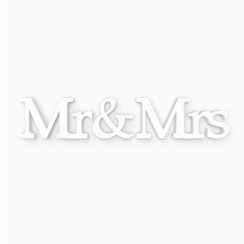 Dekorativa bokstäver 3D Mr & Mrs -Serife-