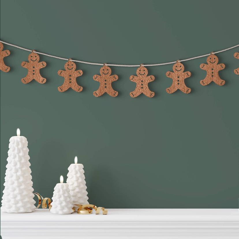 Decoración en madera de Navidad - Hombre de jengibre de madera de caoba (10 piezas) - 8x10 cm c/u