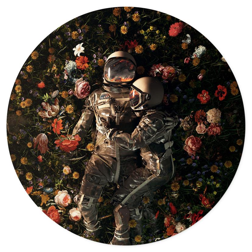 Muursticker Astronauten op een bloemenweide - Nicebleed
