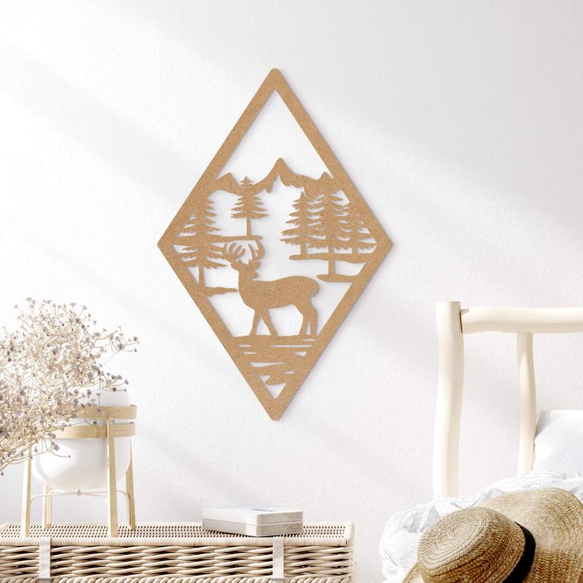 Decoración en madera en el bosque en forma de diamante - MDF naturaleza
