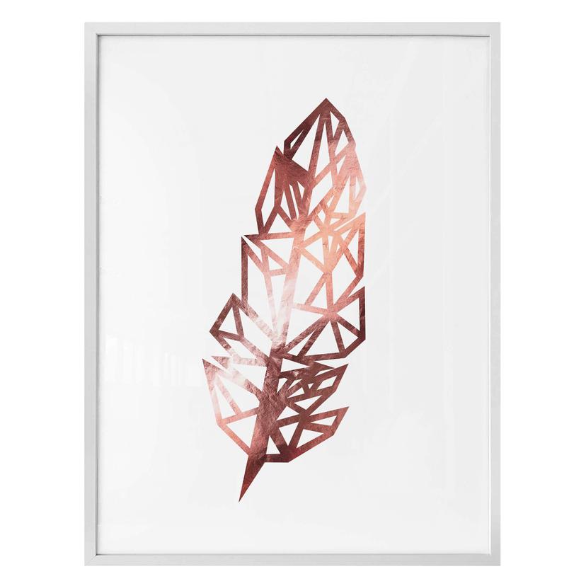 Poster - Origami plume - Rose doré