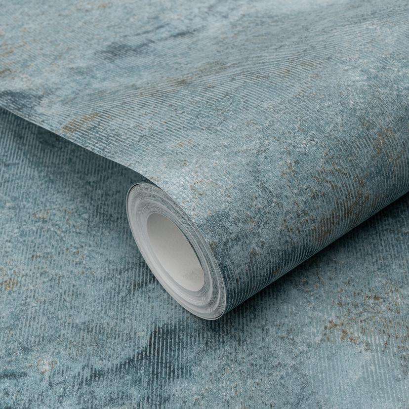 PVC-vrij vliesbehang met marmer look in turkoois