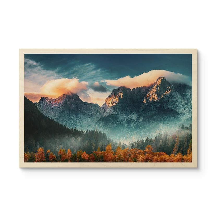 Cuadro de madera Paisaje otoñal en la cumbre del Triglav en los Alpes Julianos