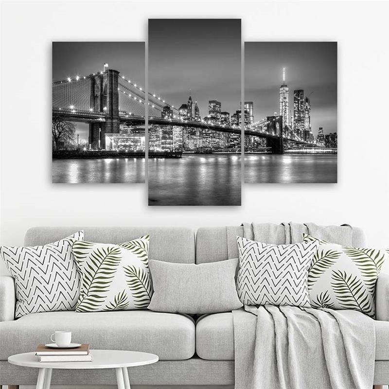 Stampa su tela 3 pezzi, Ponte di Brooklyn a New York City