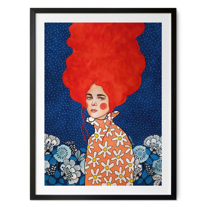 Póster mujer pelirroja con flores - Hülya