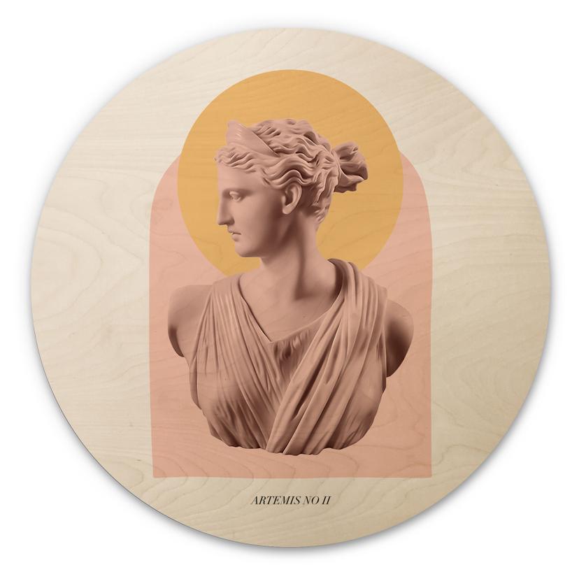 Væg cirkel træ Statue af gudinden Artemis - Grace Digital Art