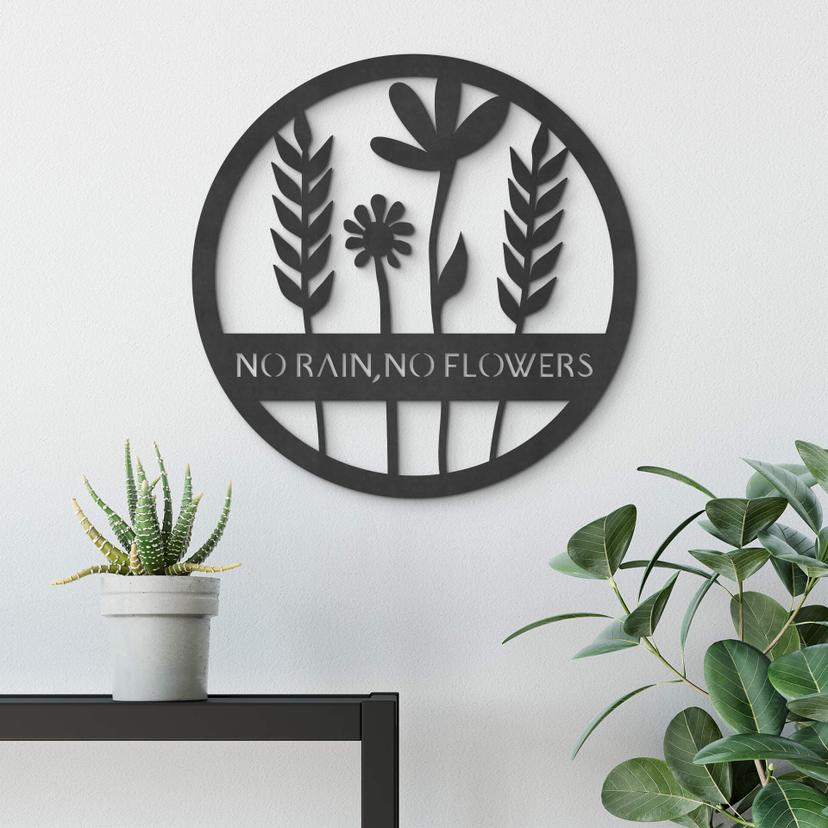 MDF - Decoración en madera - Flores en círculo - Sin lluvia - Sin flores
