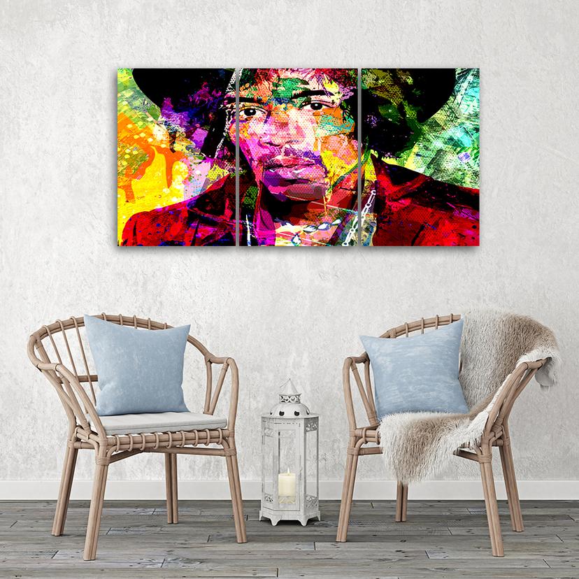 Stampa su tela 3 pezzi, musica di Jimmy Hendrix