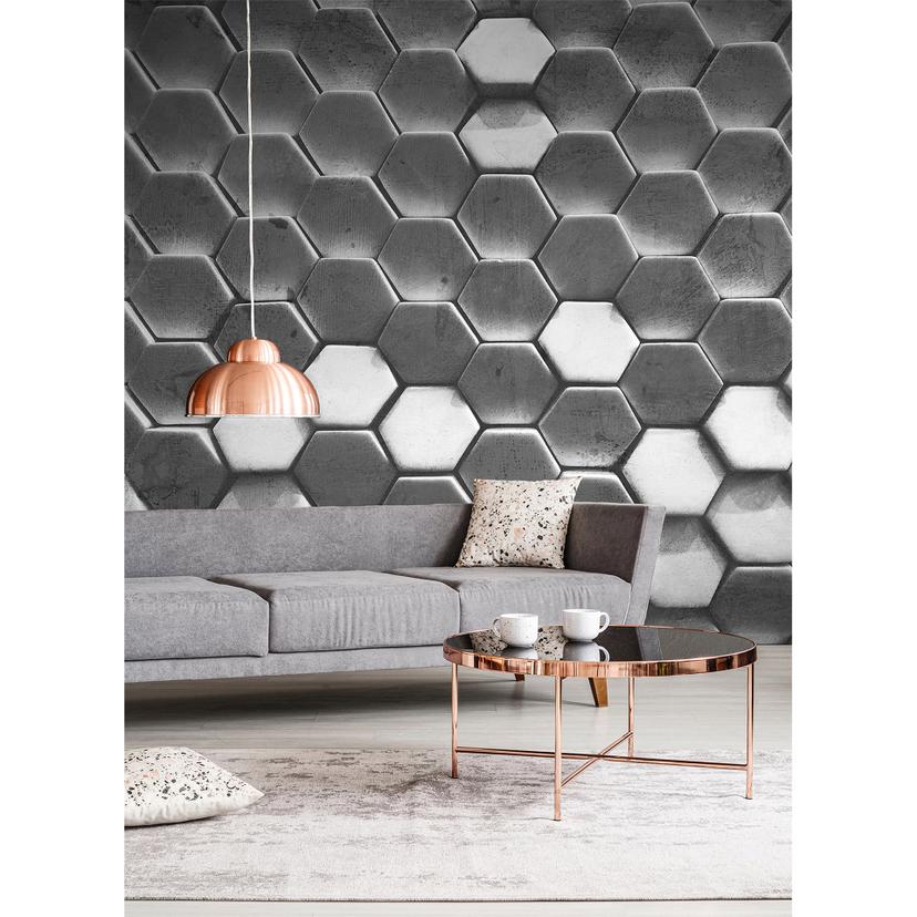 non-woven tapet Designwalls i grå og hvid non-woven tapet HexagonSurface