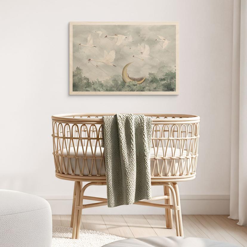 Holzbild Schwäne und Mäuse im Sternenflug - Ms  Tiff