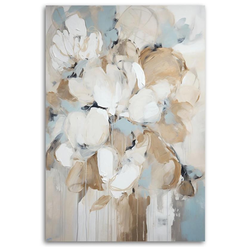 Leinwandbild Beige gemalte Blumen
