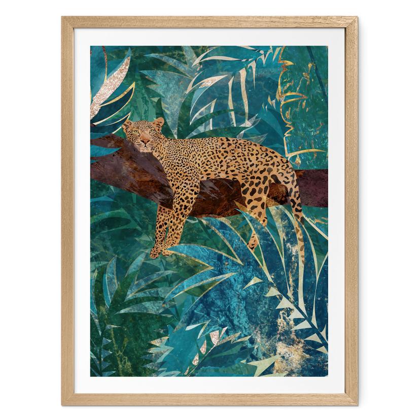 Plakat leopard i den smaragdgrønne jungle - Manovski
