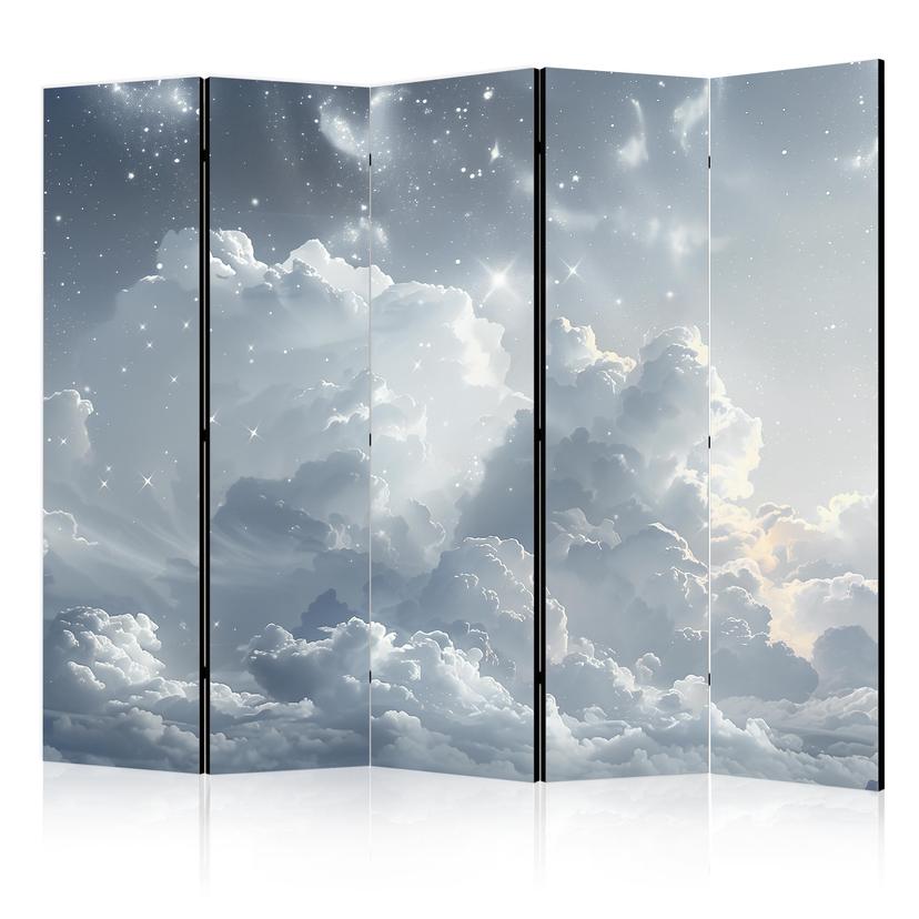 Paravent, Raumteiler freistehend, Trennwand - Astral Calm: Stars Scattered Above Gentle Clouds, 5-te