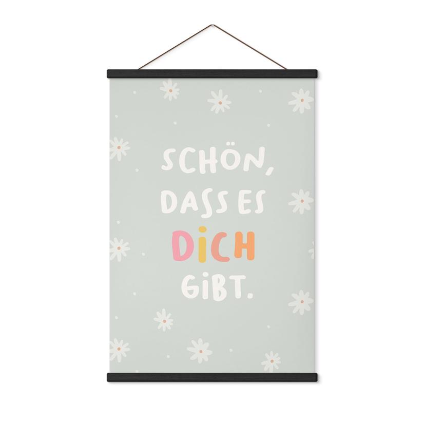 Stoffbild - Selbstliebe-Spruch 'Schön, dass es dich gibt' für Kinder