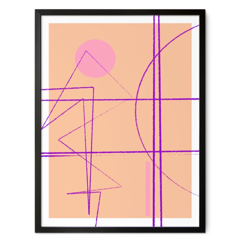 Póster Líneas abstractas sobre fondo naranja - Treechild