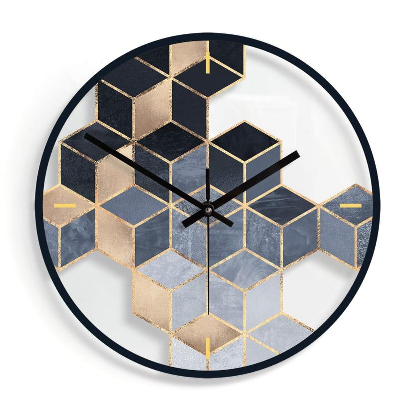 Horloge murale en verre - Géométrie bleue