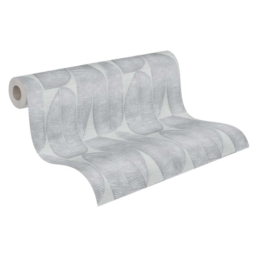 Modern non-woven tapet med bladmönster i skiffergrått - snygg väggdekoration