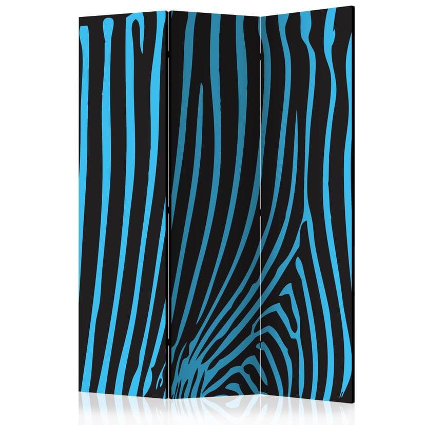 Paravent Séparation de pièce - Motif zèbre (turquoise), 3 pièces