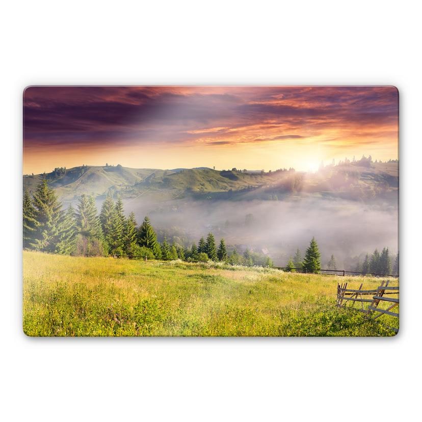 Tableau en verre - Vallée dans le brouillard