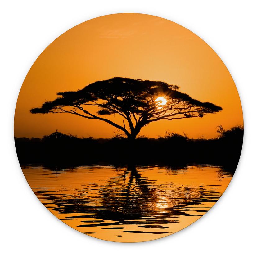Stampe per pareti Africa | Paesaggio romantico per il soggiorno - Alu-Dibond Round