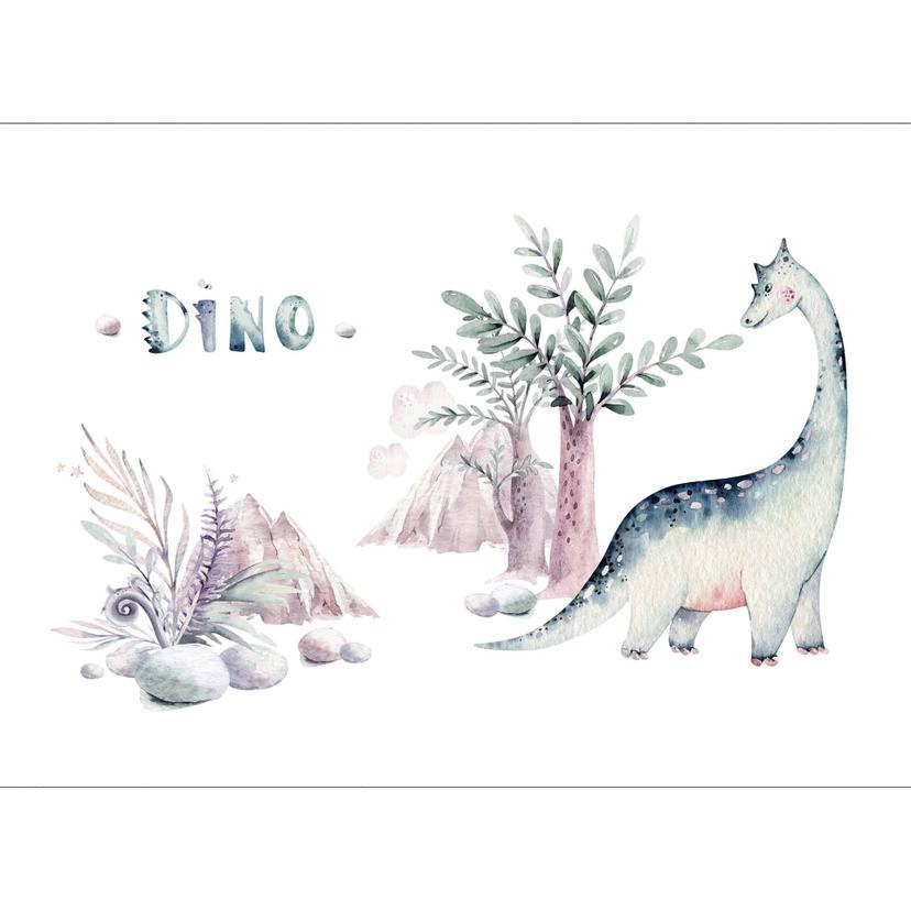 Carta da parati Dinosaur in bianco rosa - Carta da parati in tessuto non tessuto Designwalls 2 - 2,5