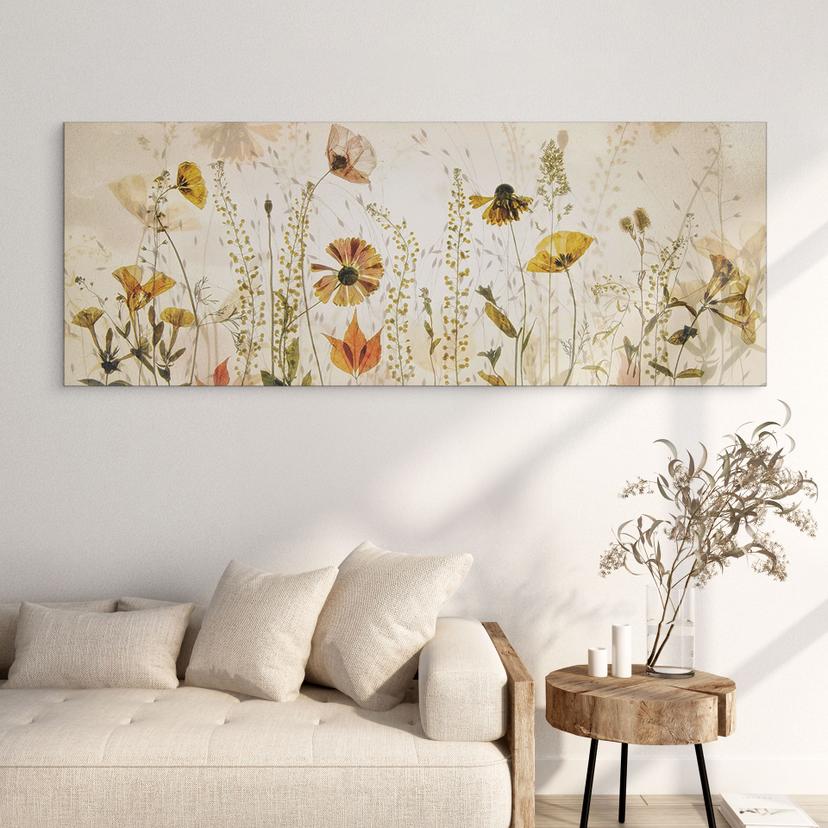 Murale Fiori di prato selvatico alla luce del sole - Talen - Panorama - Alu-Dibond