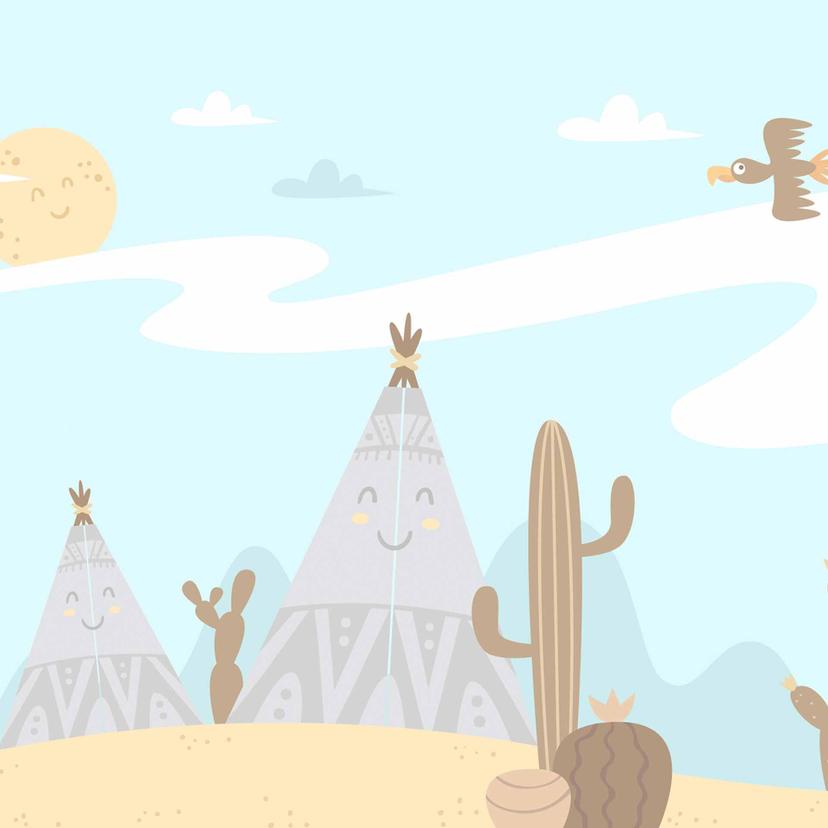 Carta da parati per vivaio Western in blu giallo - Carta da parati in tessuto non tessuto Designwall