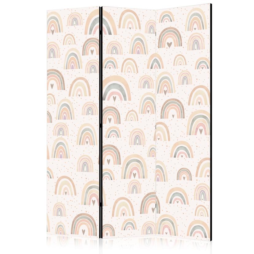 Paravent, Raumteiler freistehend, Trennwand - Spring - Pastel Rainbows on a Rainy Day with Hearts