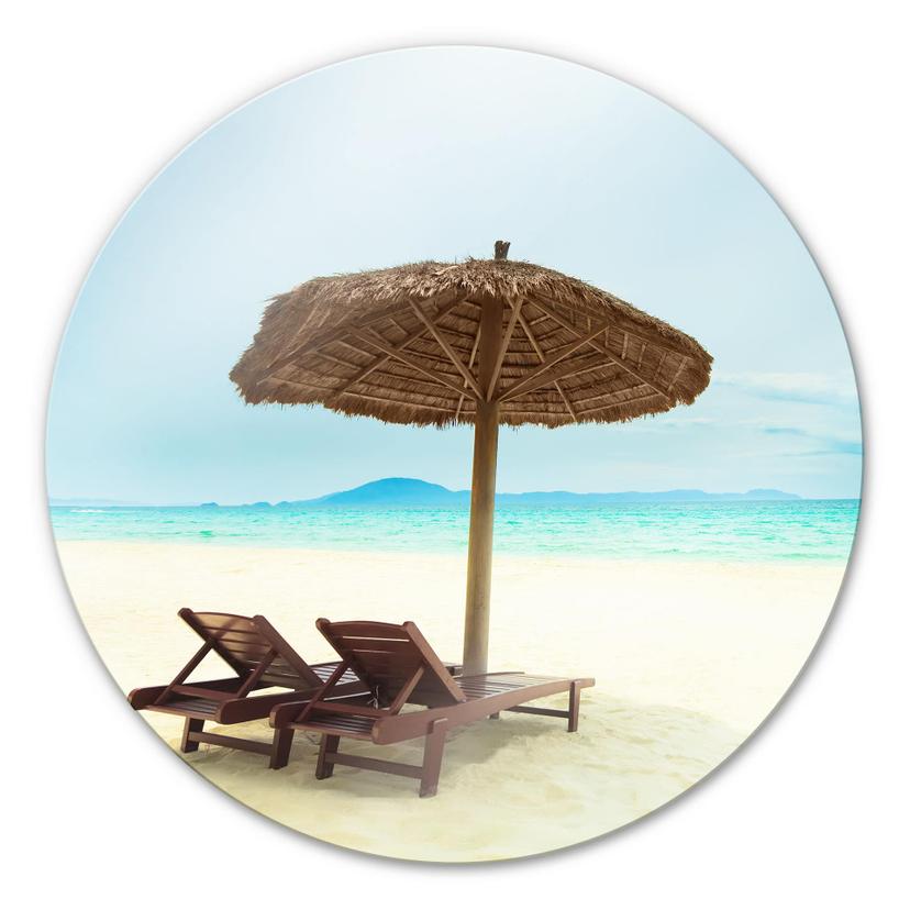 Tableau en verre - Holiday in Paradise - rond