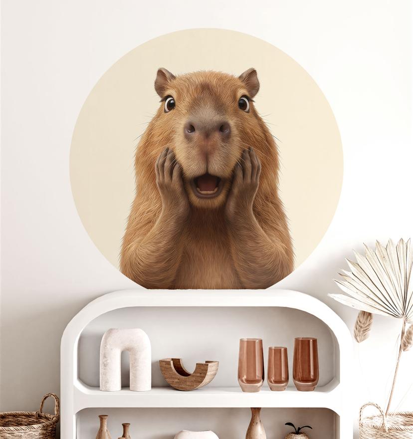 Overrasket Capybara Wallsticker - Rund
