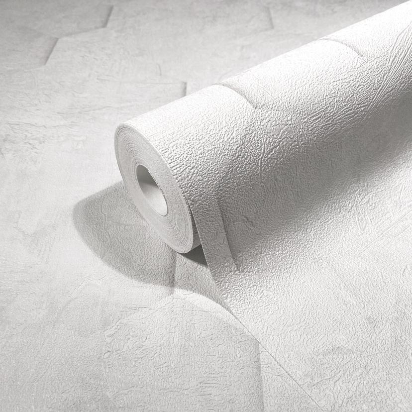 Non-woven tapet med 3D honeycomb mønster hvid tekstureret