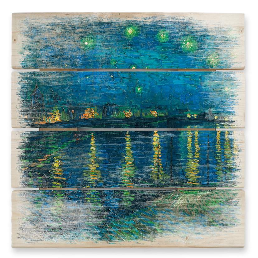Cuadro de madera van Gogh - Noche estrellada 1888 - 40x41,5 cm