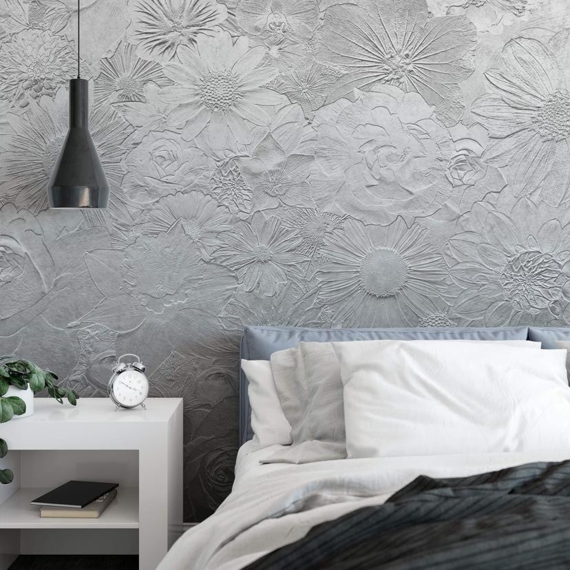 Papier peint photo Fleurs en argent