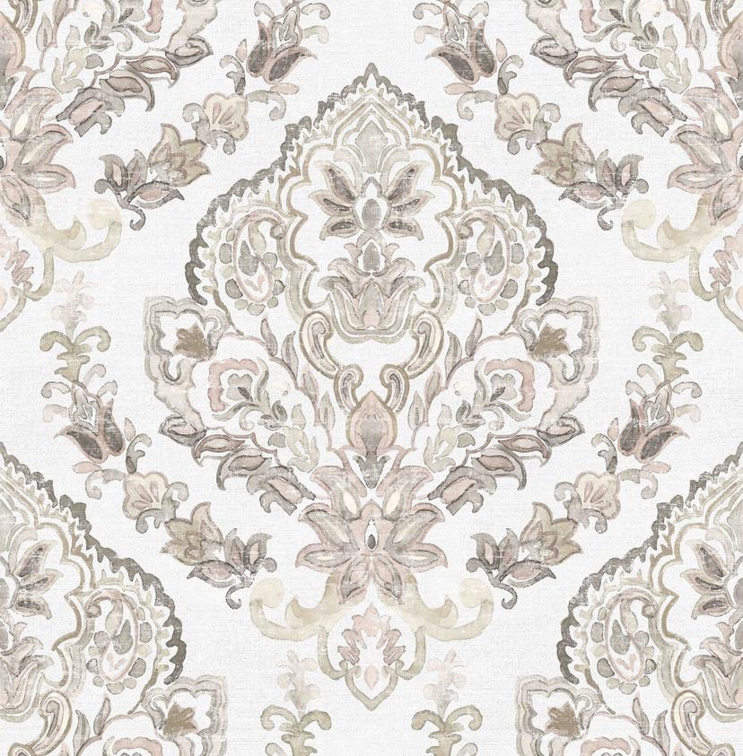 Papier peint photo Ornement médaillon Échantillon beige gris style élégant 2,7 x 2,65 m