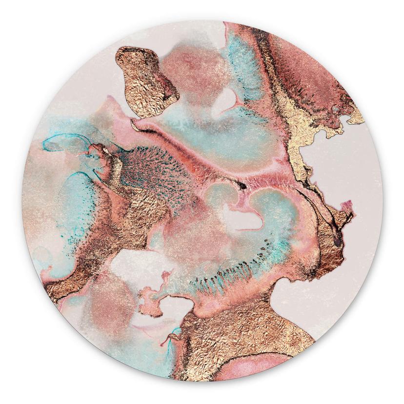 Tableau sur alu-Dibond rond Fredriksson - Golden ink with nuances in rosé