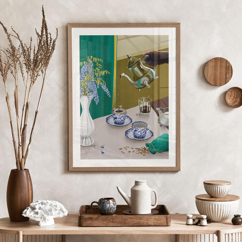 Poster pausa tè con porcellana blu - Goed Blauw