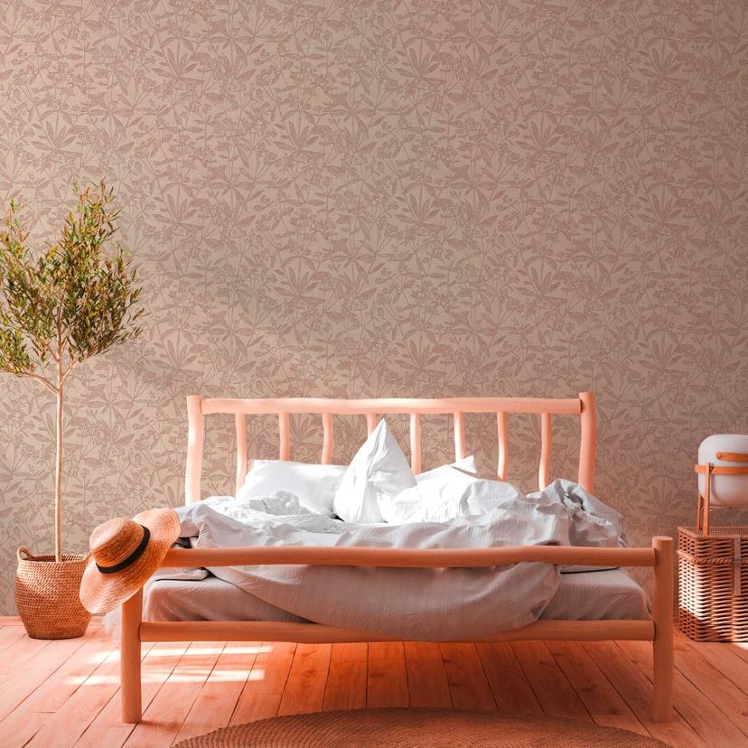 landstedstapet beige - fleecetapet stue - blomstret tapet soveværelse spisestue