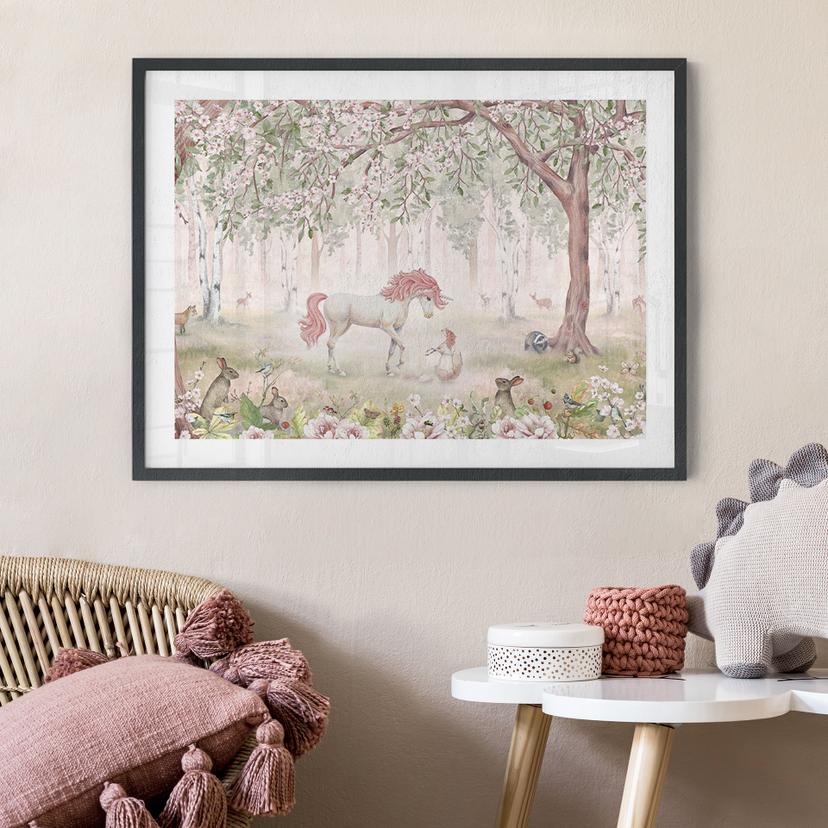 Poster med sagoskog och enhörningar - Kikki Belle