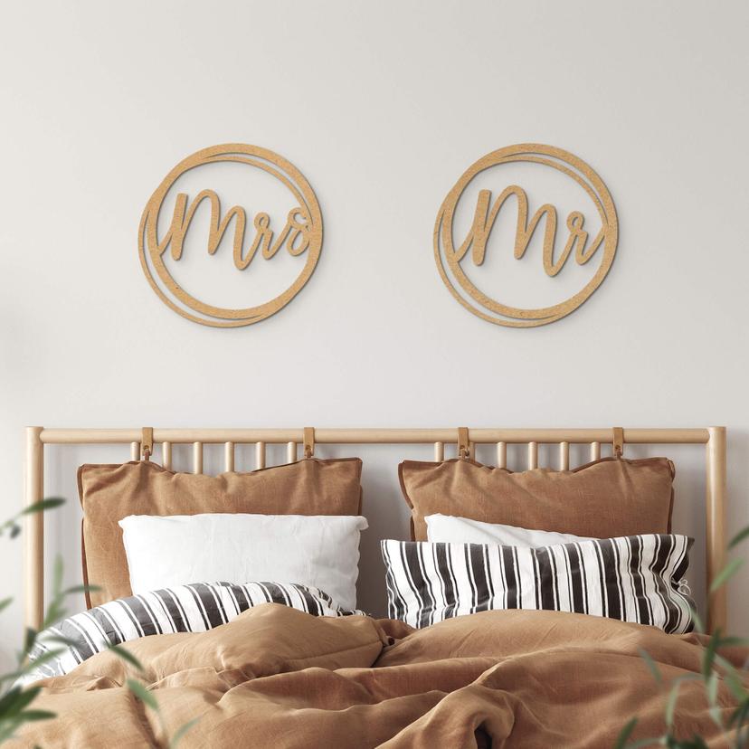 Boda Sr. y Sra. letras - MDF naturaleza