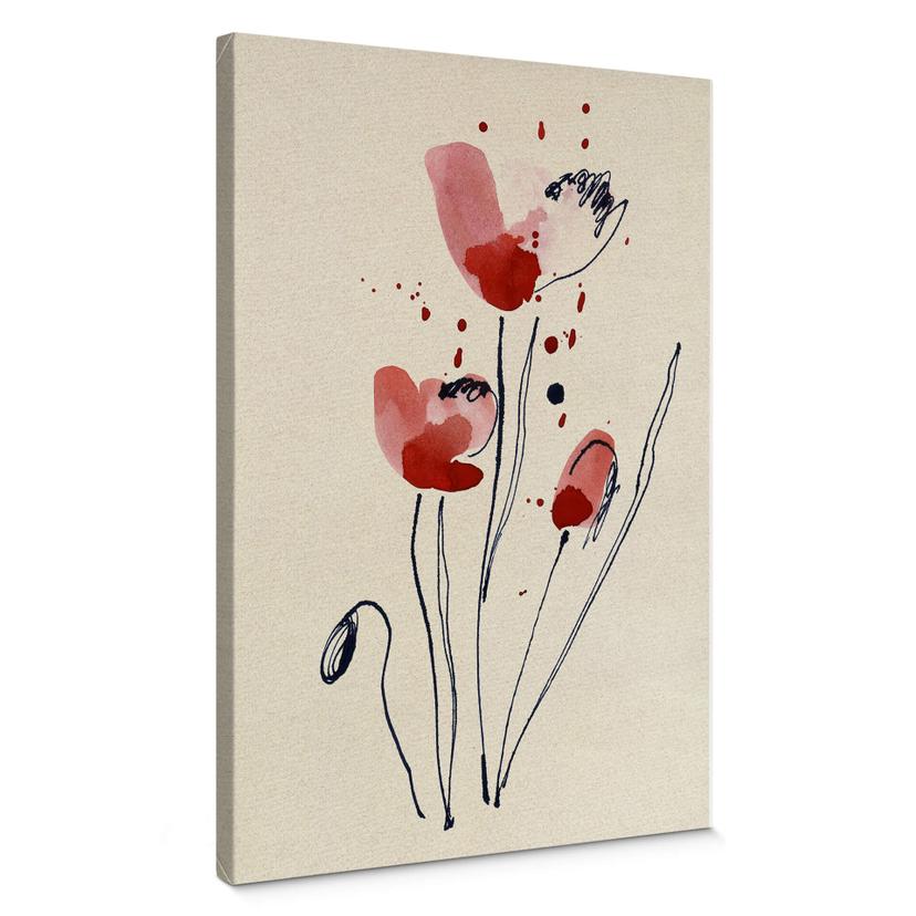 Tableau sur toile - Fleur de pavot illustrée