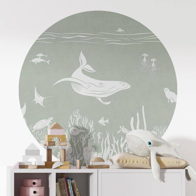 Wallsticker Koralrev og havdyr - En rejse ind i det grønne - Kikki Belle - Round