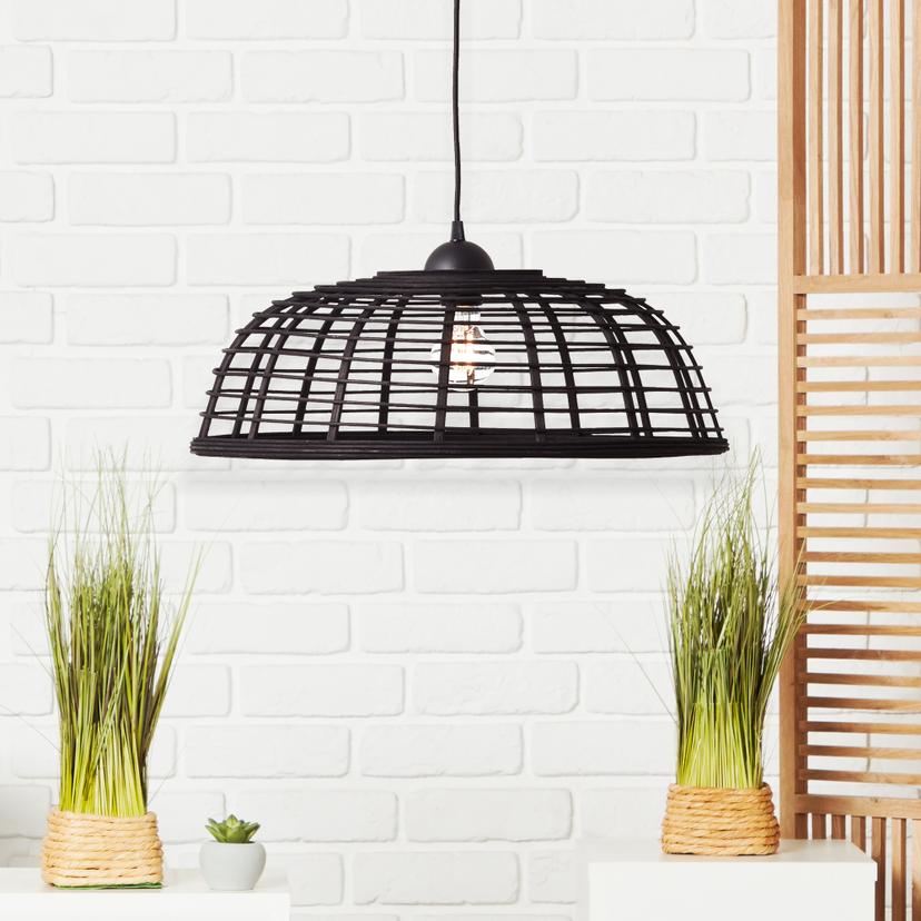 Pendelleuchte Elma, schwarz, 130 x 48 cm, Bambus Pendellampe