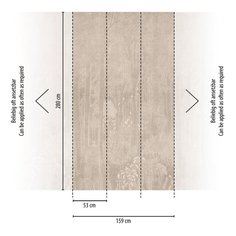 Foresta beige crema opaco - estensibile 159x280 cm carta da parati foresta alberi natura in tessuto