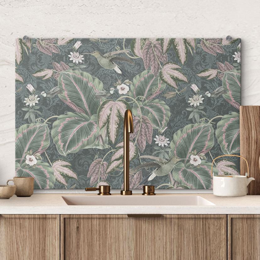 Kolibri-stænkplade i en tropisk skov - Bloomery Decor
